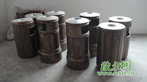 古意盎然，韶關園林仿銅玻璃鋼垃圾桶